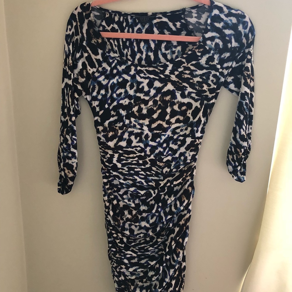 Sexy, printed ruched mini dress by Guess XS